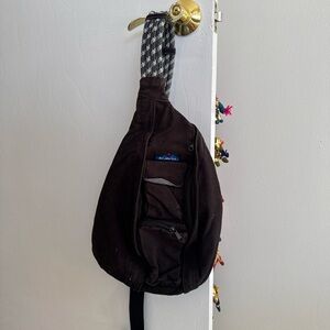 Kavu Brown Men’s Sling Bag with Patterned Strap